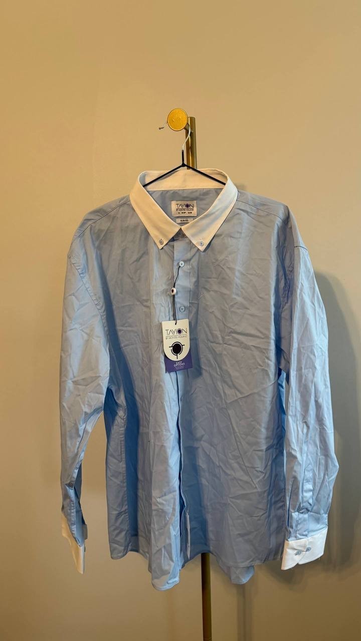 Tayion by Montee Holland Men’s Contrast Collar Shirt Blue XXL NWT MSRP 85$