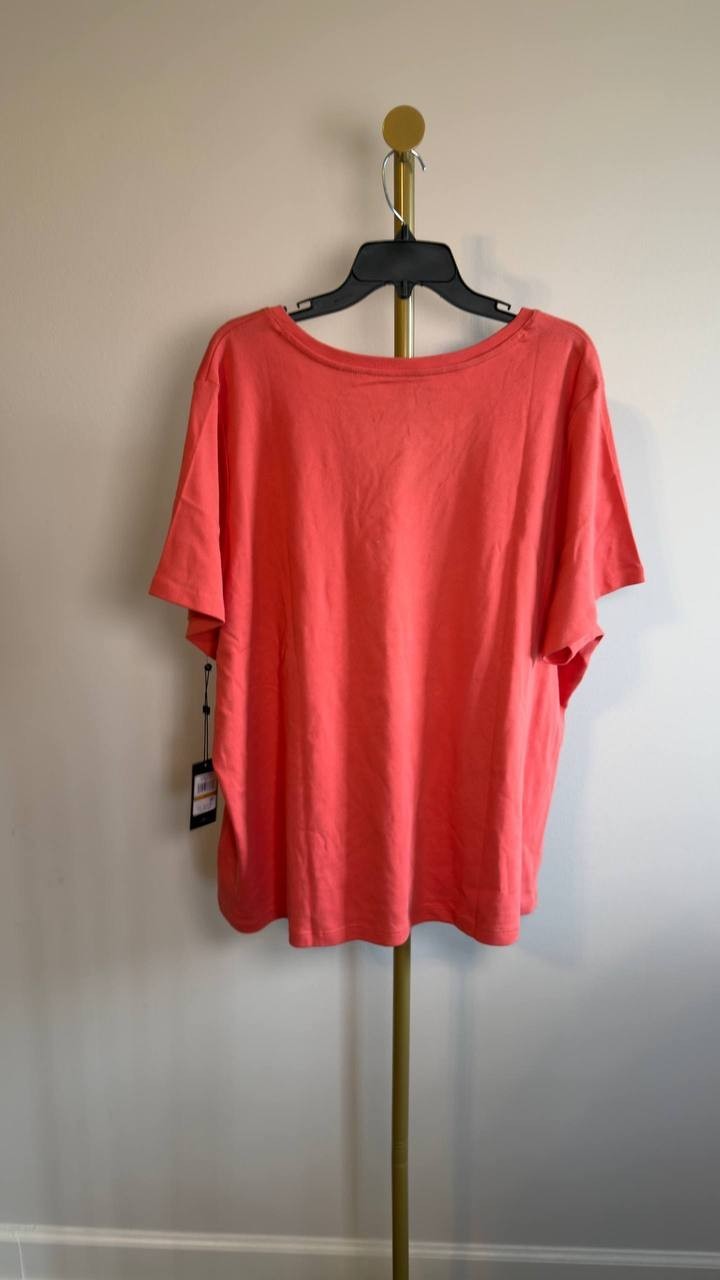 Tommy Hilfiger Plus Size V‑Neck T‑Shirt Coral 4X NWT $24.50