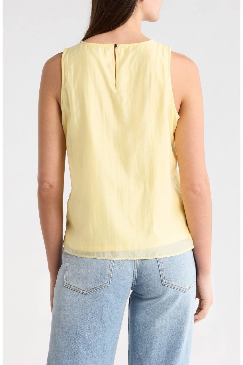 Vince Camuto Women’s Lace Overlay Tank Lemon Cream XS NWT $79