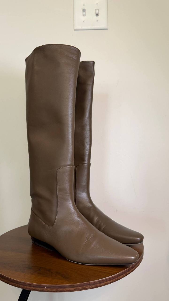 Staud Truffle Leather Flat Boots 36 New in Box MSRP $495