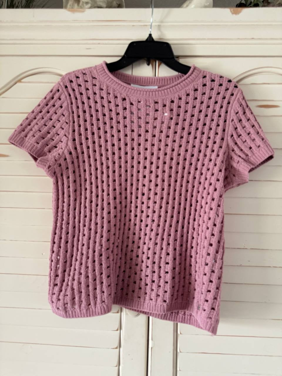 DKNY Jeans Open Stitch Sweater Dusty Mauve Size S NWT $59 – Breezy Knit