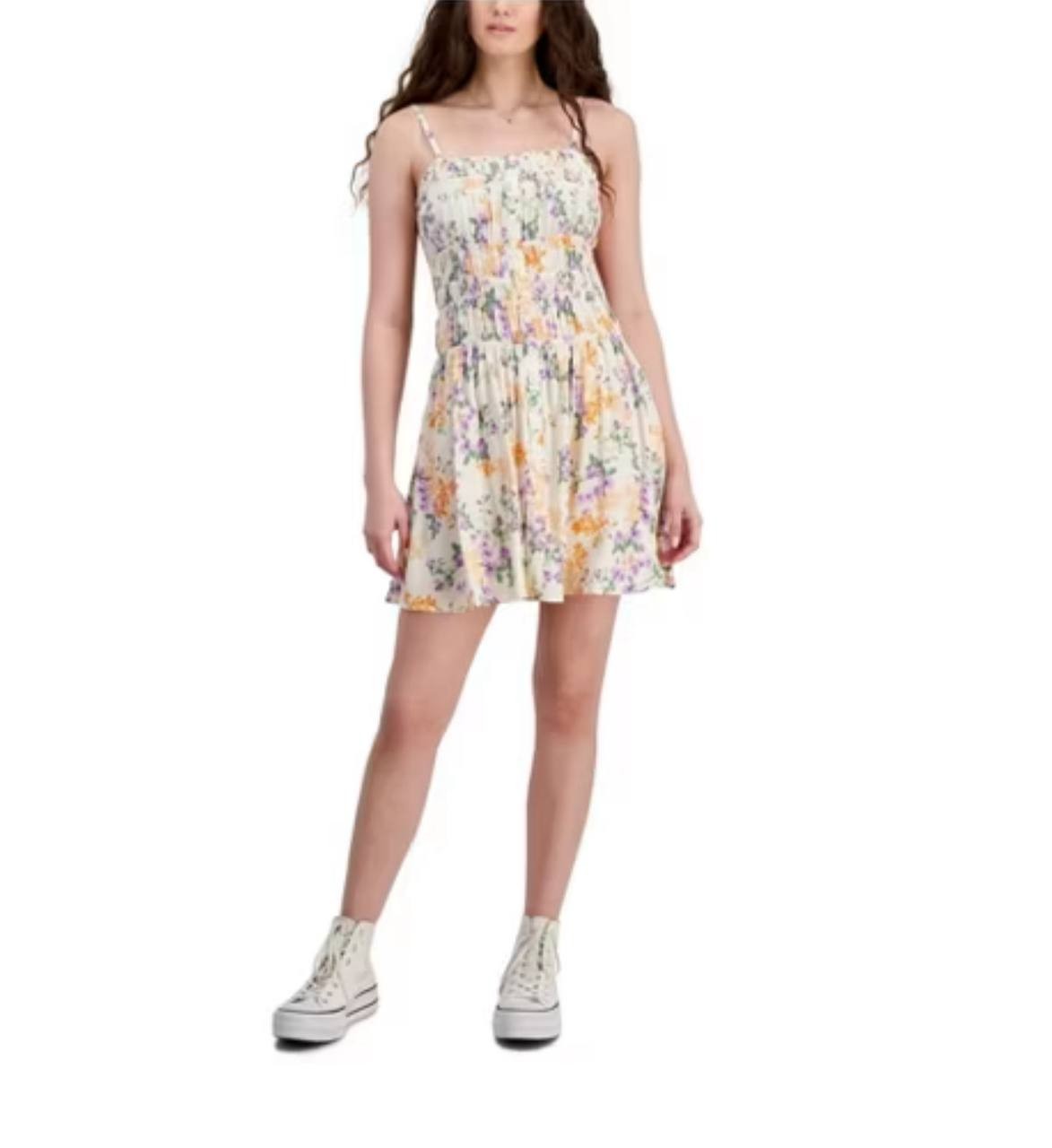 Hippie Rose Floral Smocked Midi Dress - Yellow, Juniors S, NWT, Boho Tank