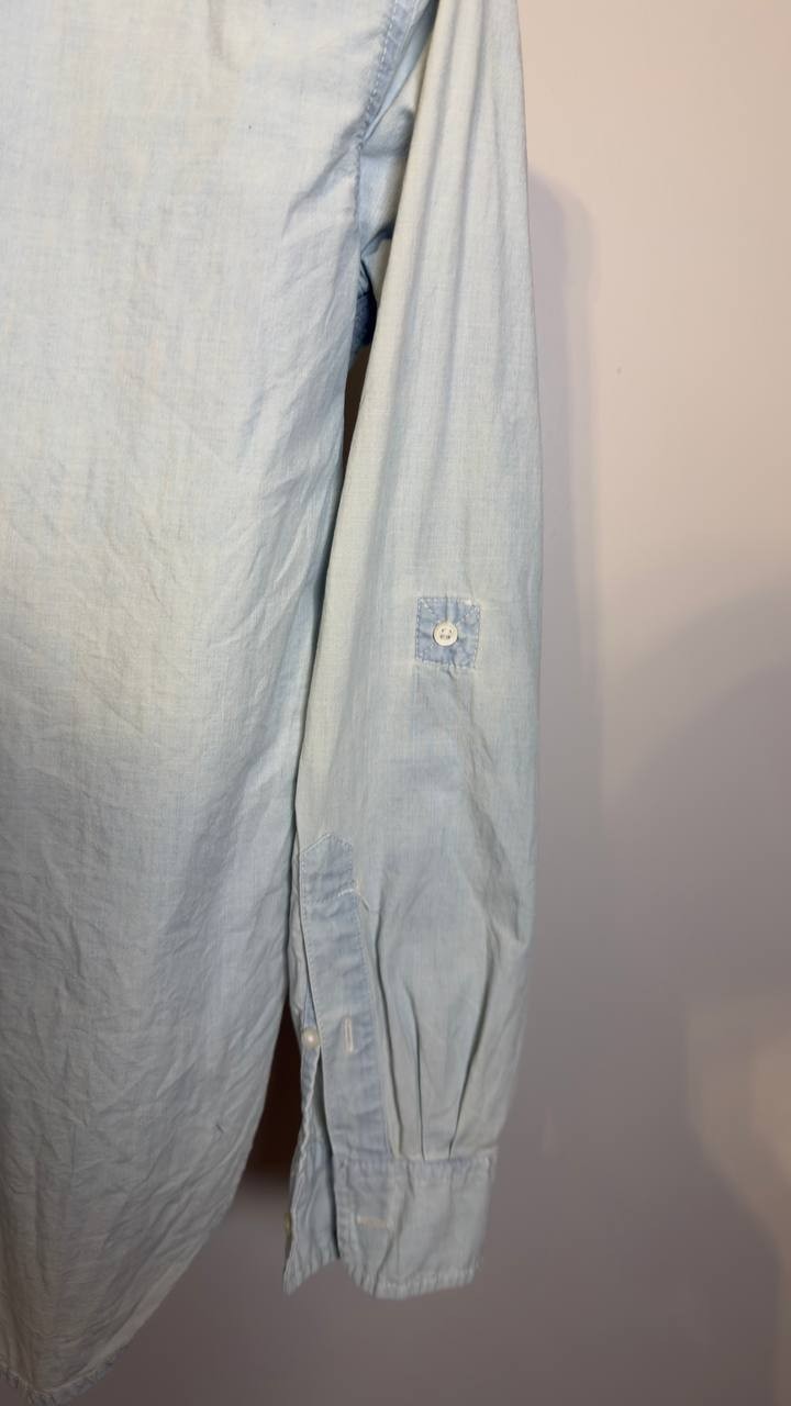 Lauren Ralph Lauren Women’s Cotton Roll Tab‑Sleeve Shirt Light Wash S/P $125