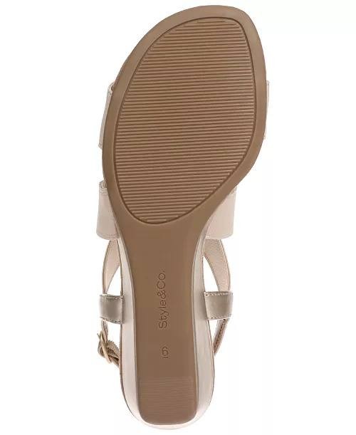Style&Co Wedge Sandals Platino Man-Made Size 5M New in Box MSRP $59.90