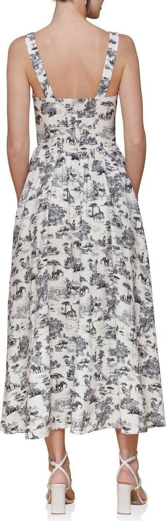 Avec Les Filles Bustier Linen Blend Midi Sundress Safari Toile Black Size 6 NWT