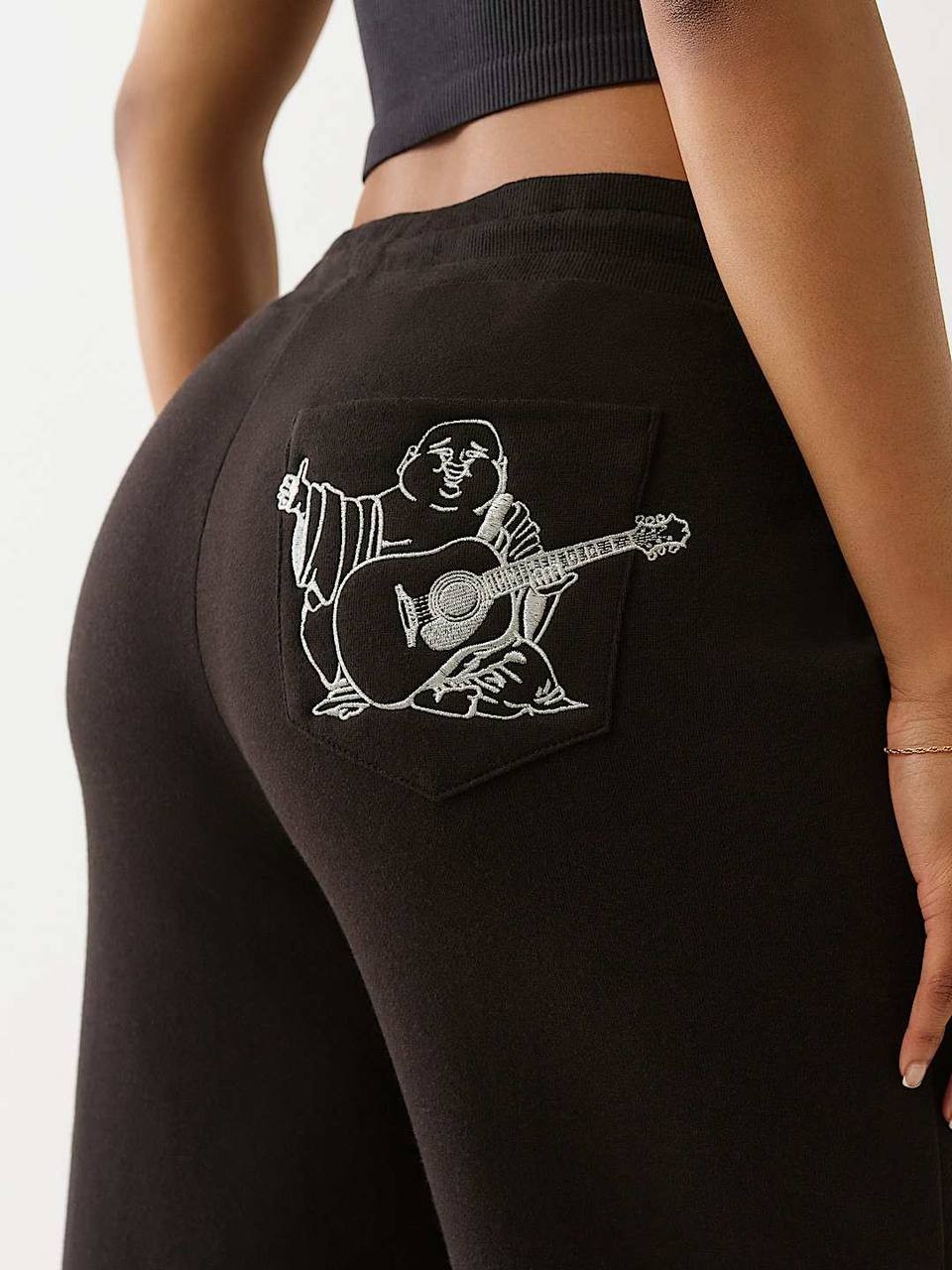 True Religion Sweatpants 2XL Black Lurex Buddha Straight Leg NWT MSRP $109