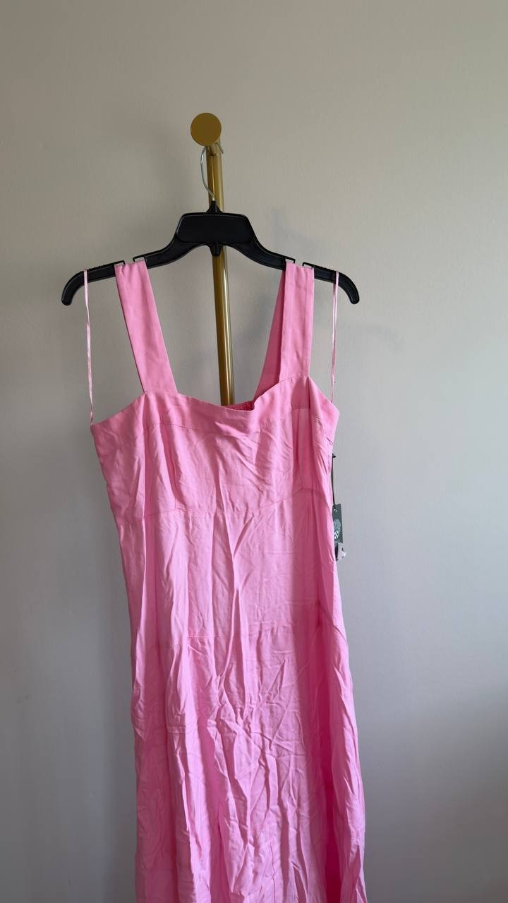 Vince Camuto Square Neck Smocked Back Maxi Dress M Plush Pink NWT $69