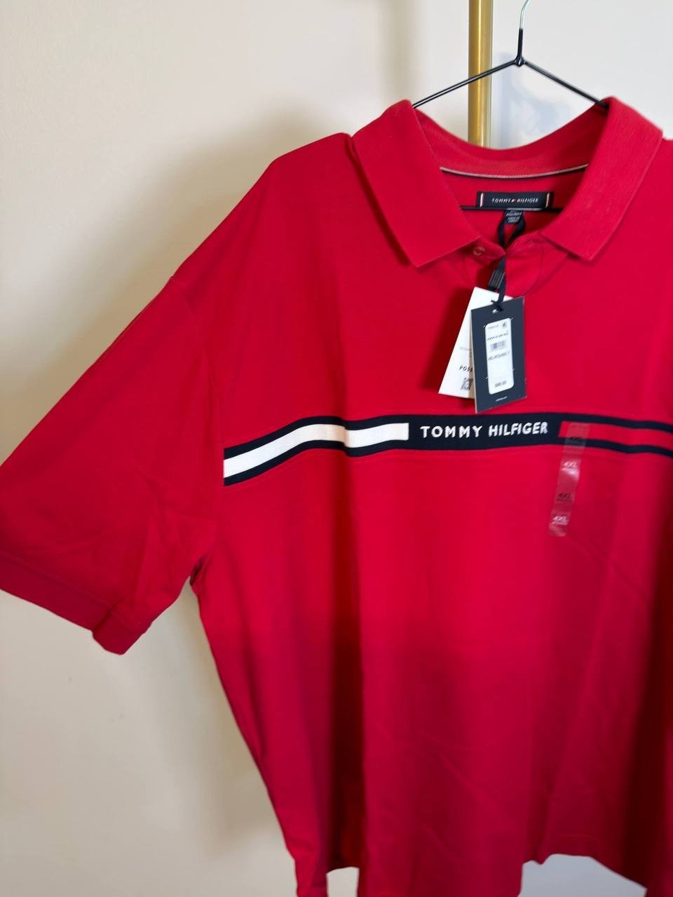 Tommy Hilfiger Chest Insert Polo Shirt Medium Red 4XL NWT $89.50