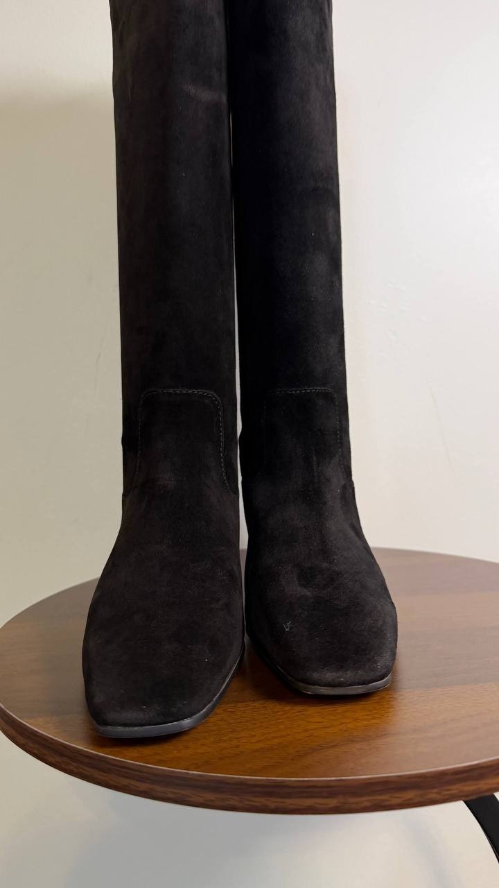 Steve Madden Dantelle Boots 5.5 Black Suede Square Toe[Some scuffs]NIB msrp$179