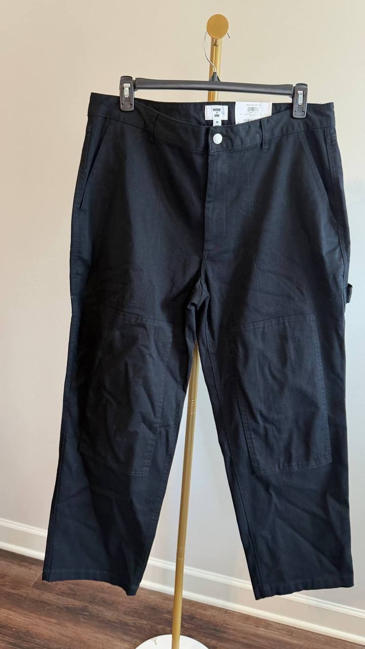 Mode of One Men’s Baggy Tapered Work Pants Black Size 38 NWT