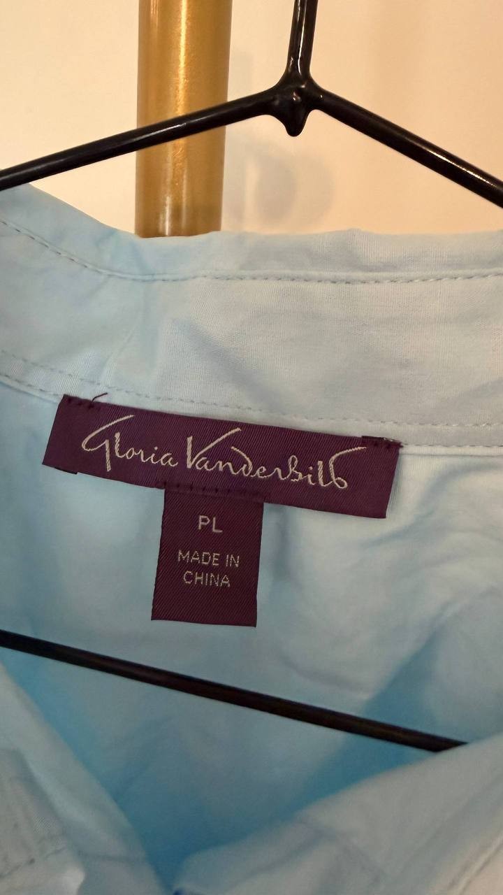 Gloria Vanderbilt Amanda Shirt PL NWT Pale Sky Button‑Front Top msrp$50
