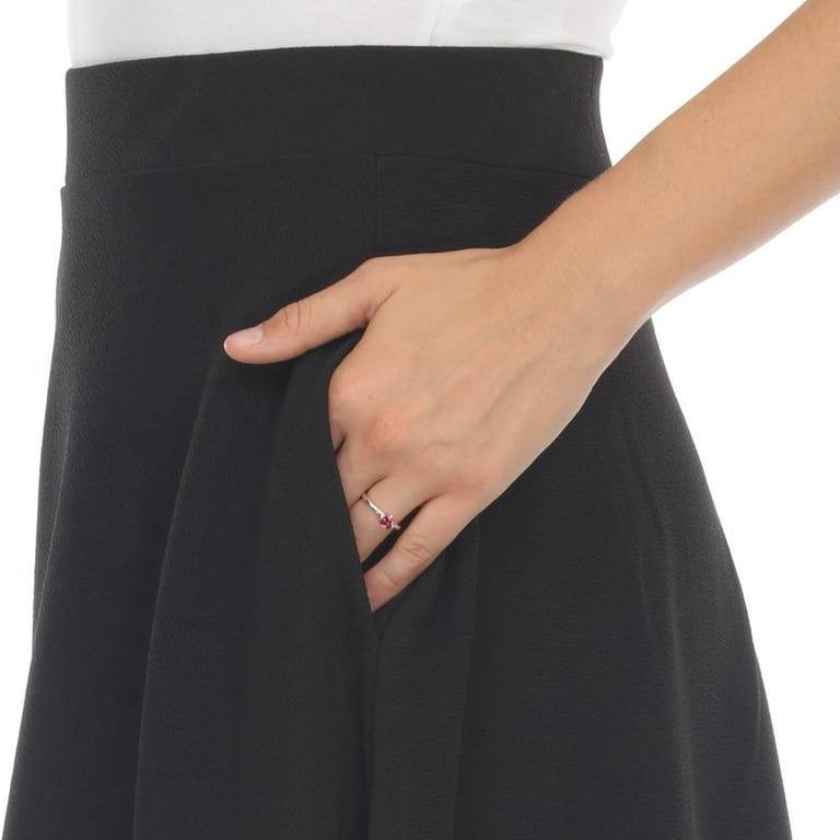 White Mark Flared Midi Skirt – Size 1XL – NWT – Black High-Waisted Stretch Knit