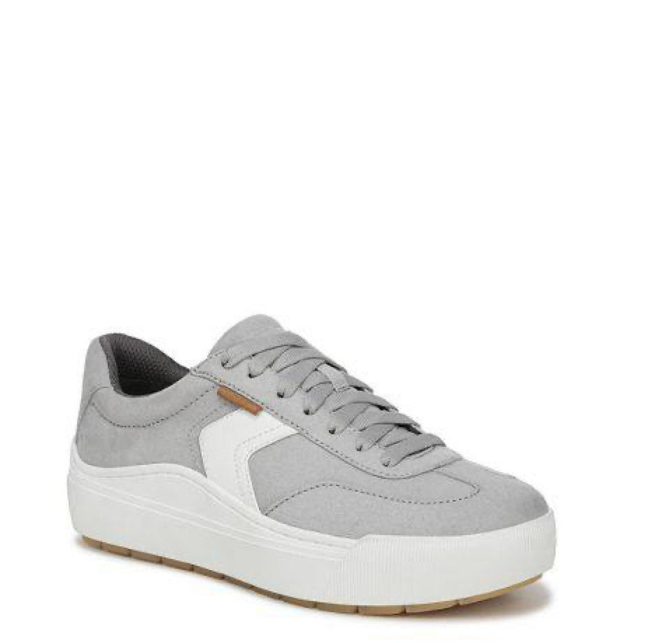 Dr. Scholl’s Time Off Win Sneakers 8.5M Grey Faux Leather Lace‑Up NIB msrp$110