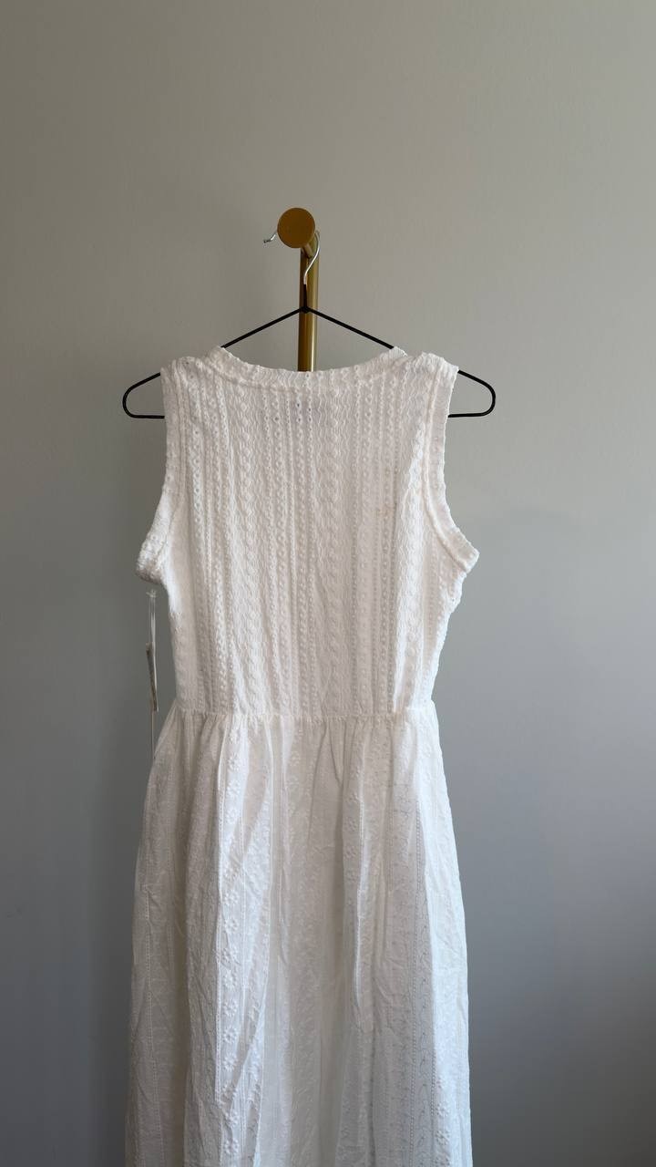 CeCe Sleeveless Crewneck Midi Dress New Ivory XS NWT $99