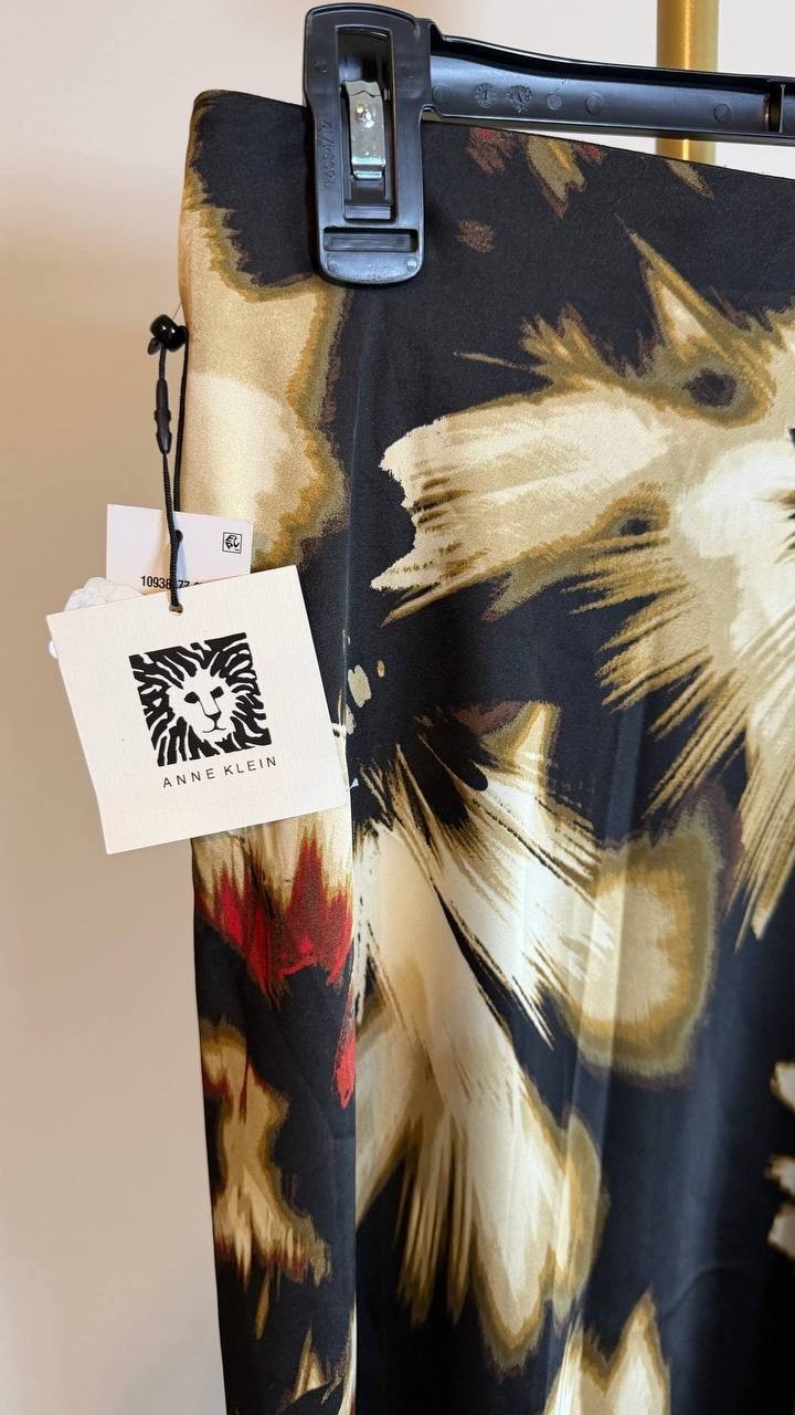 Anne Klein Printed Pull-On Maxi Skirt Black Floral XL NWT $89