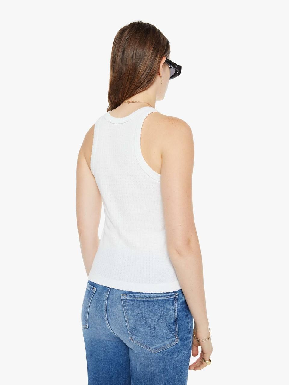 MOTHER Chin Up Tank White - Used with Flaw, Racerback, 100% Cotton, Size L