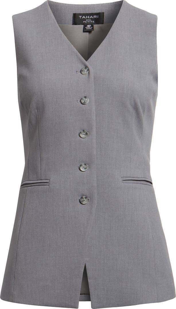 Tahari Button-Up Vest Size 16 NWT Gray Minimalist Tailoring for Women