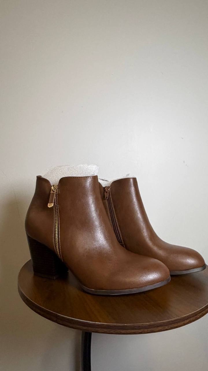 Style & Co Ankle Booties 9M Cognac Man‑Made New (No Box) MSRP $80