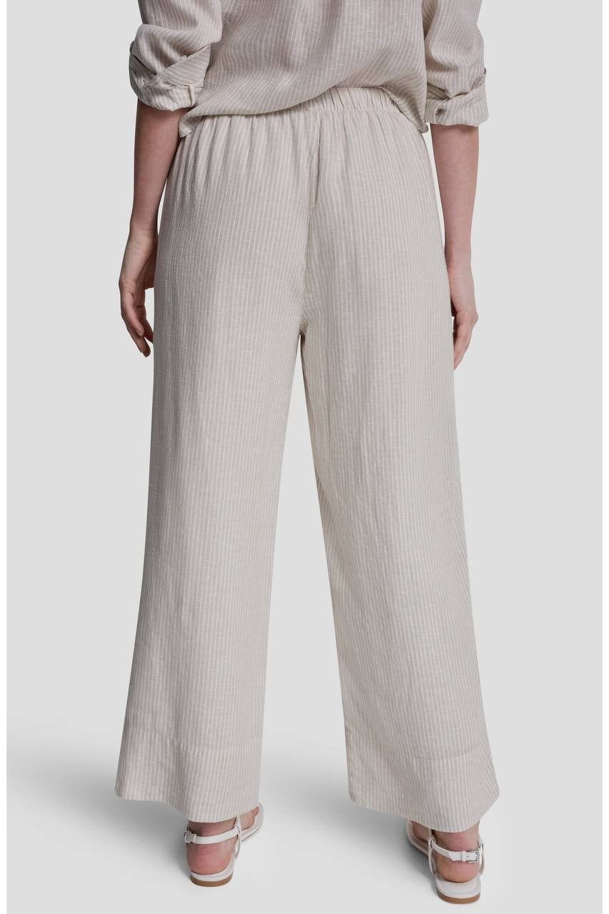 DKNY Jeans Petite Linen-Blend High-Waist Wide-Leg Pants Lex Pebble PL NWOT $89