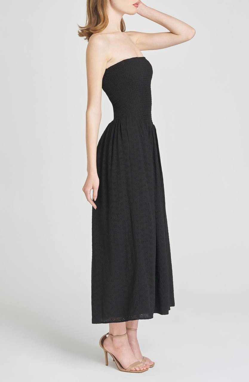 Wayf Melody Convertible Strapless Eyelet Dress Black, Size S, NWT, Elegant