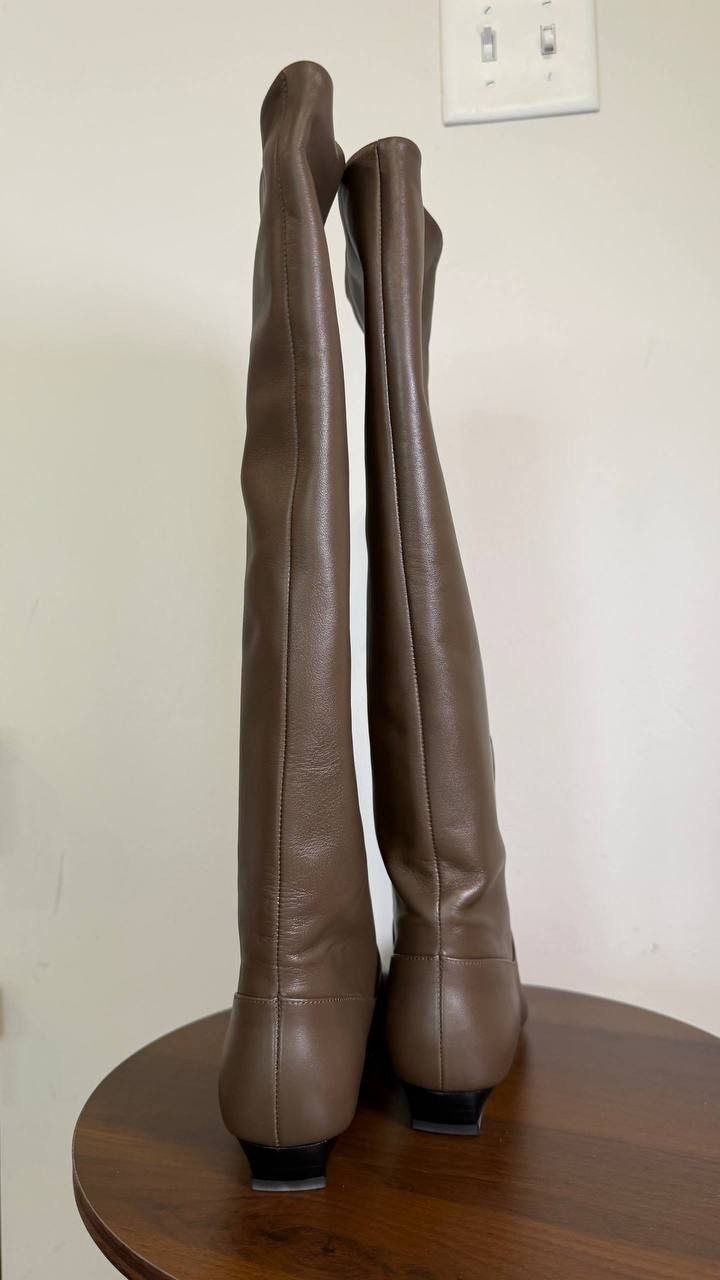 Staud Truffle Leather Flat Boots 36 New in Box MSRP $495