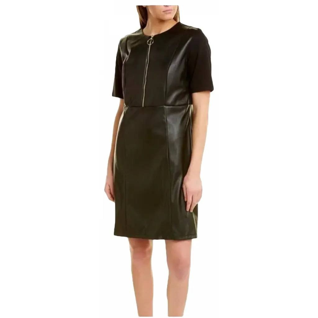 Nanette Faux Leather Zip‑Front Dress – Size 8 – NWT – $91