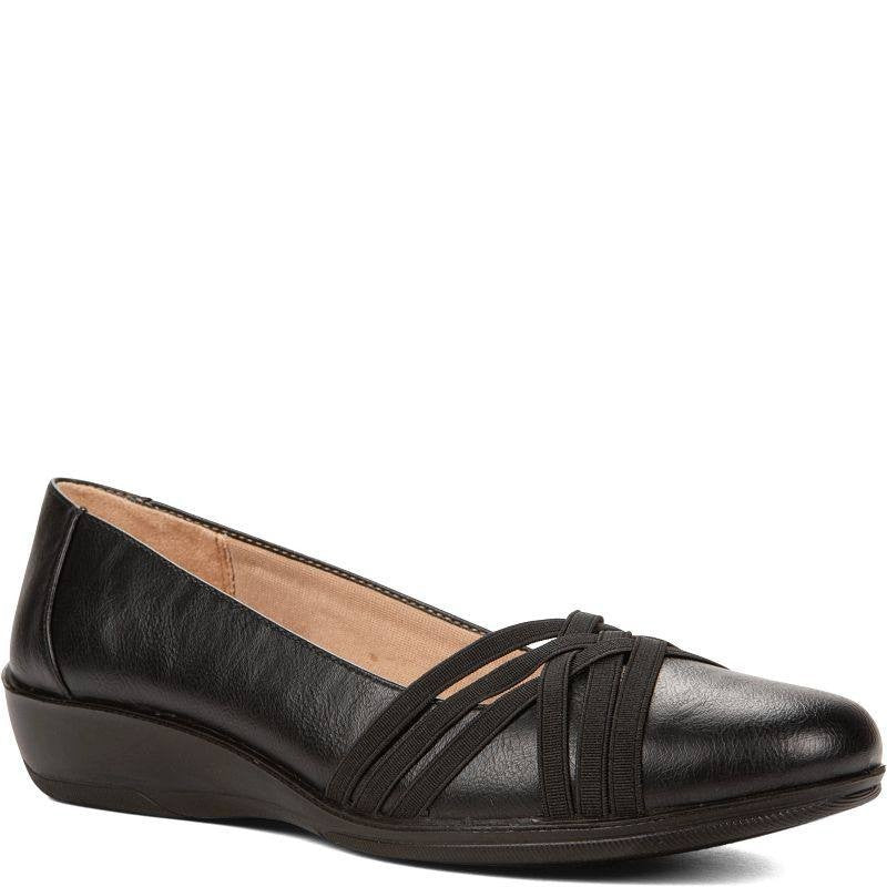 LifeStride Incredible 2 Flats 9W Black Faux Leather Slip‑On Wedge NIB msrp$79.99