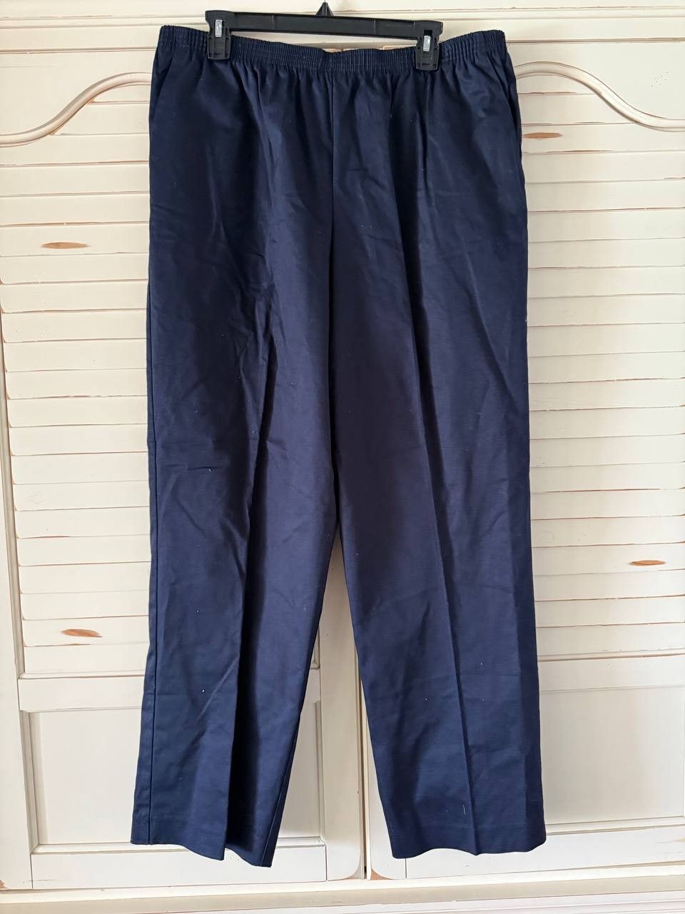 Alfred Dunner Plus Size 18 Navy Twill Pull-On Pants, Classic Straight Leg