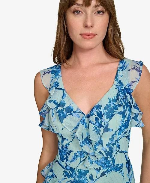Tommy Hilfiger Provincial Floral Chiffon Dress Blue Multi 14 NWT $139