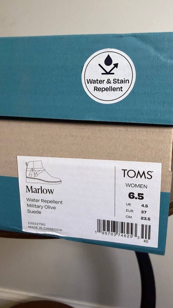 Toms Marlow Wedge Boots 6.5 Military Olive Suede Water‑Repellent NIB msrp$95