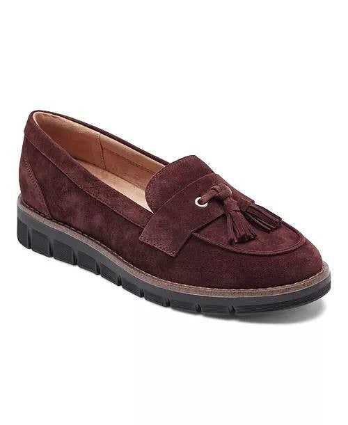 Easy Spirit Vienne eFlex Tassel Slip‑On Loafers Dark Red Suede 8M NWB MSRP $109