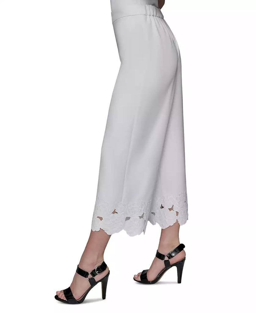 Karl Lagerfeld Paris Women’s Floral‑Hem Pull‑On Pants White 12 NWT $149