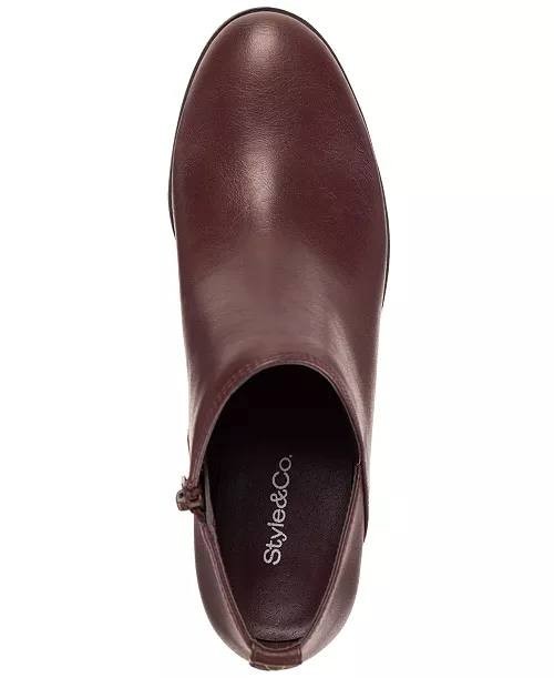 Style & Co Felaa Women’s Asymmetrical Booties Port Wine 8.5M Man‑Made $79.90 NWB