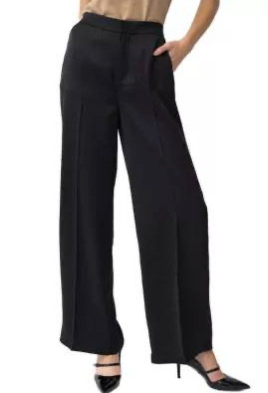 Adrienne Landau Wide‑Leg Knit Pants Black Size 8 NWT Elegant Style msrp$129