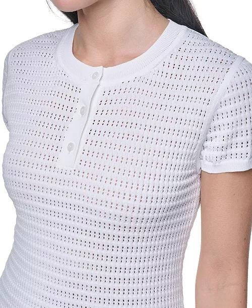 Calvin Klein Crewneck Short‑Sleeve Sweater Cream L NWT $89