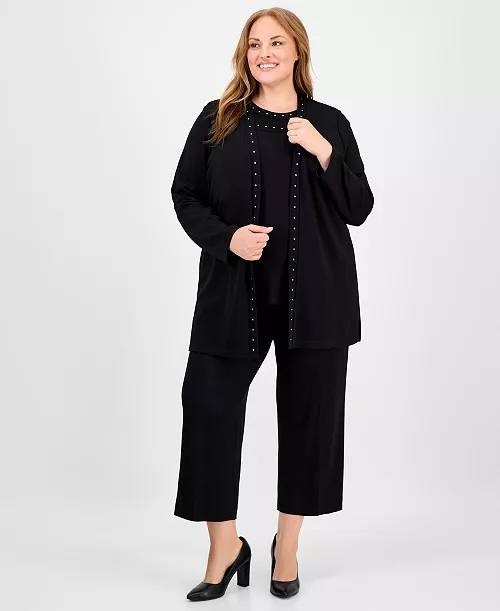 Anne Klein Plus Size Cropped Wide‑Leg Pull‑On Pants – Size 0X – NWOT