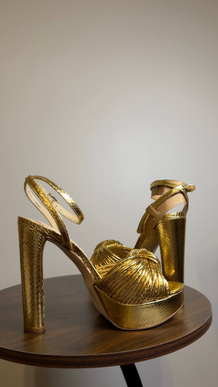 Jessica Simpson Platform Dress Sandals Gold Snake 6 M New $99.00