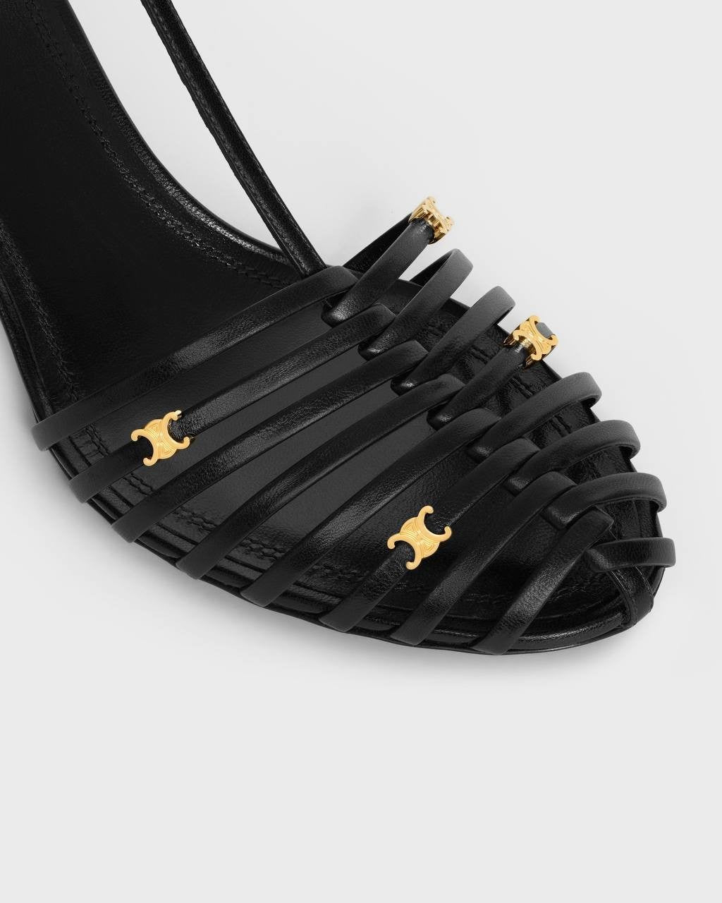 Celine  Cage  Heeled  Sandal  in Satin  Black  Size  39  New in Box  $1450