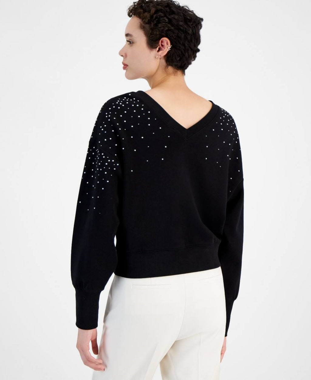 BOSS Orange Elay Embellished Cotton Sweater Black L NWT $98