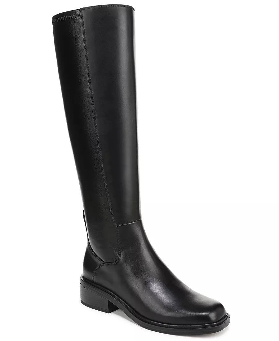 Franco Sarto Gisella Boots 7.5M Black Leather Tall Square Toe NIB msrp$225