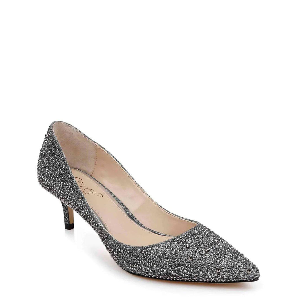 Badgley Mischka Jewel Smoke Glitter Fabric Heeled Pumps 7 New in Box $99