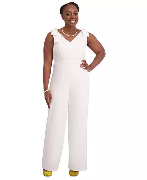 Kasper V‑Neck Bow‑Strap Jumpsuit – Size XL – NWT – $119