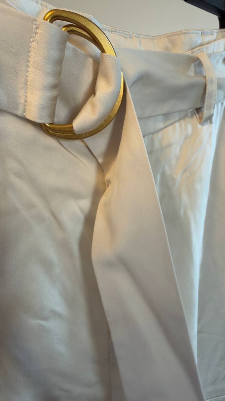INC Belted High-Rise Cargo Pants Pure Ivory 6 NWT $94.50