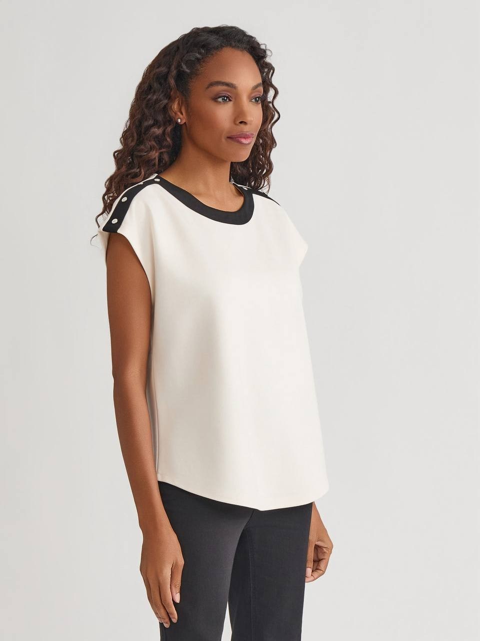 Jones New York Drop Shoulder Serenity Knit Top Ivory M Good Condition msrp$59.50
