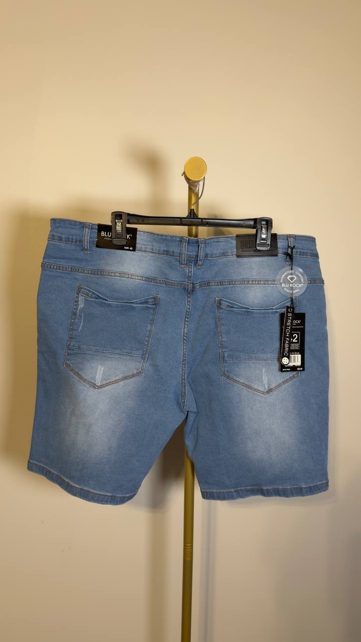 Blu Rock Men’s Slim Fit Stretch Denim Shorts Light Blue 42 NWT $85