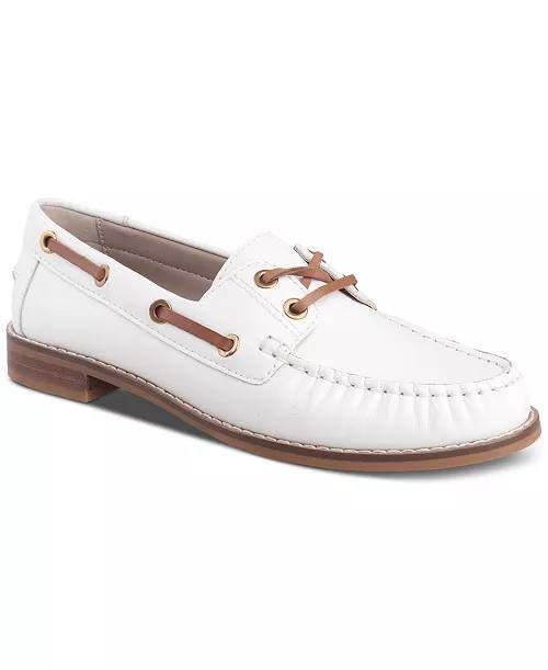 Giani Bernini Lylaa Loafers 7.5M White Leather Boat Shoe Slip‑On NIB msrp$99.50