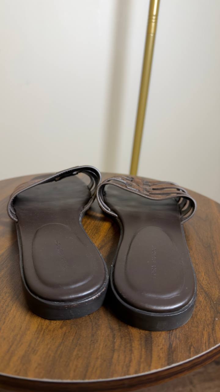 Tory  Burch  Slide  Sandals  Dark  Cocoa  9  Pre‑Owned  $225