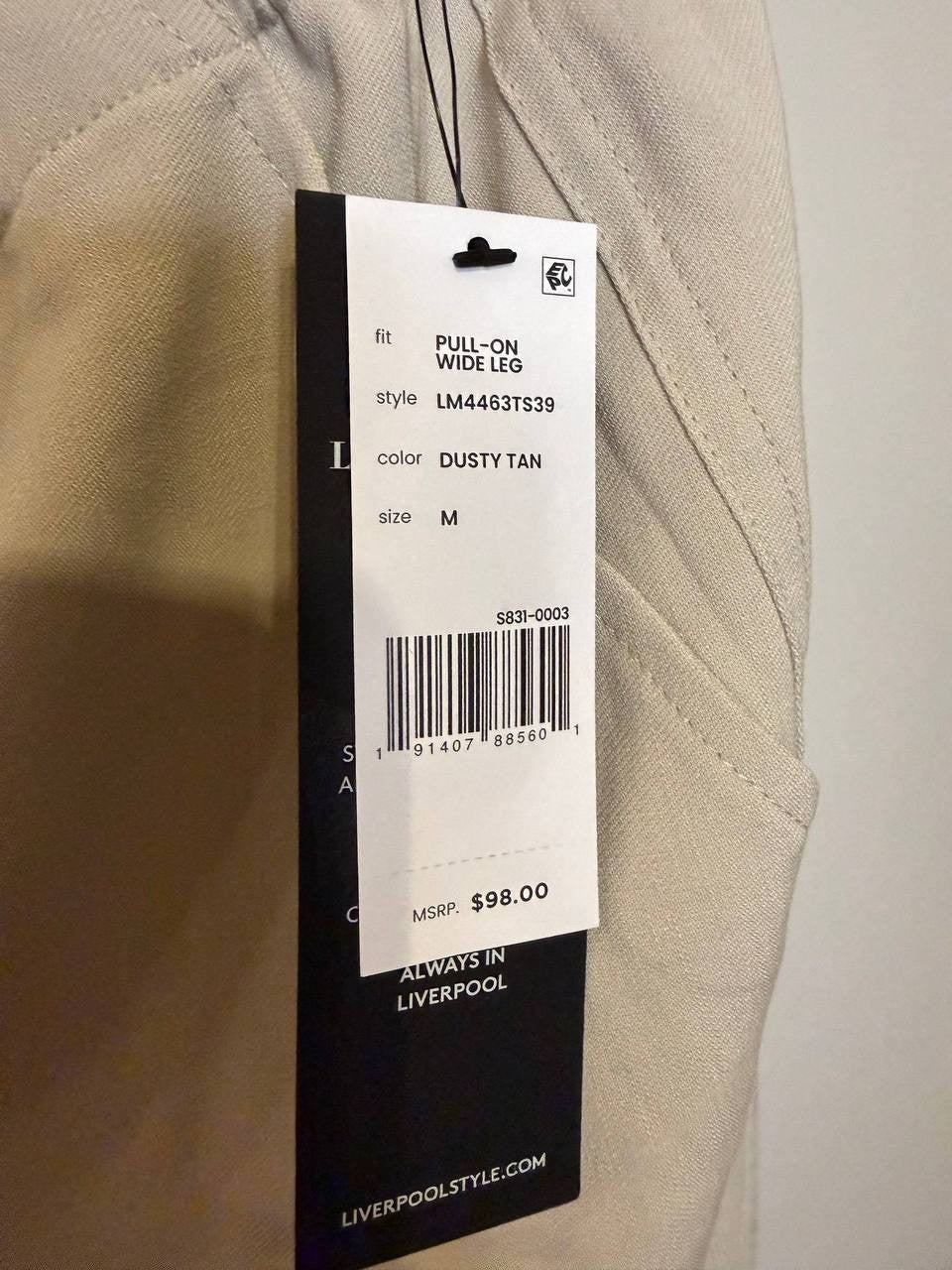Liverpool Pull‑On Tie‑Waist Wide‑Leg Ankle Pants – Size M – NWT – $98