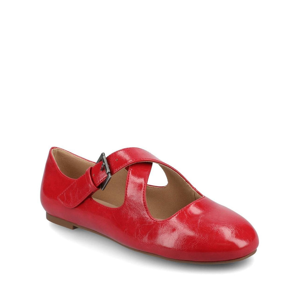 Journee Ivanna Mary Jane Flats Red 8M Vegan Leather Buckle $93.99 NWB
