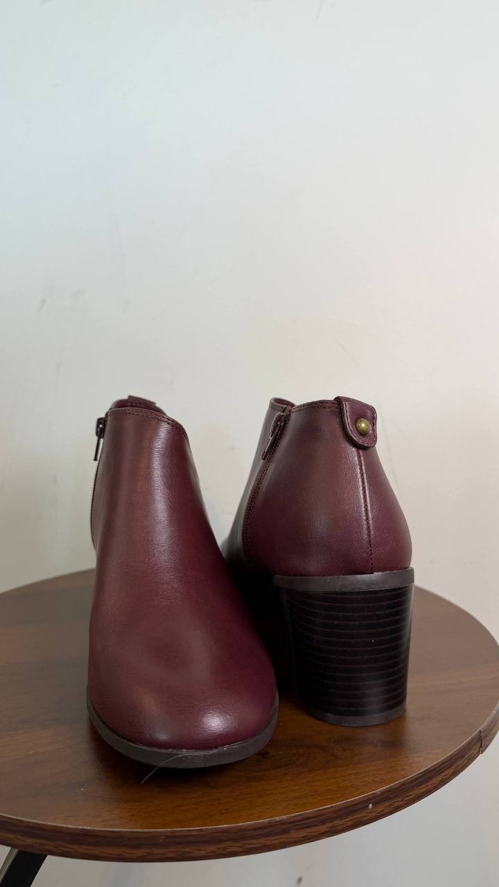 Style & Co Felaa Women’s Asymmetrical Booties Port Wine 8.5M Man‑Made $79.90 NWB